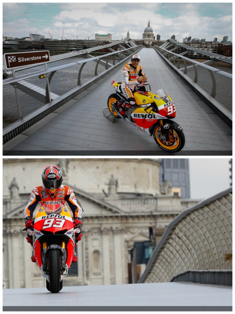 Marc Marquez @ Millenium Bridge, London (Source MotoGP)