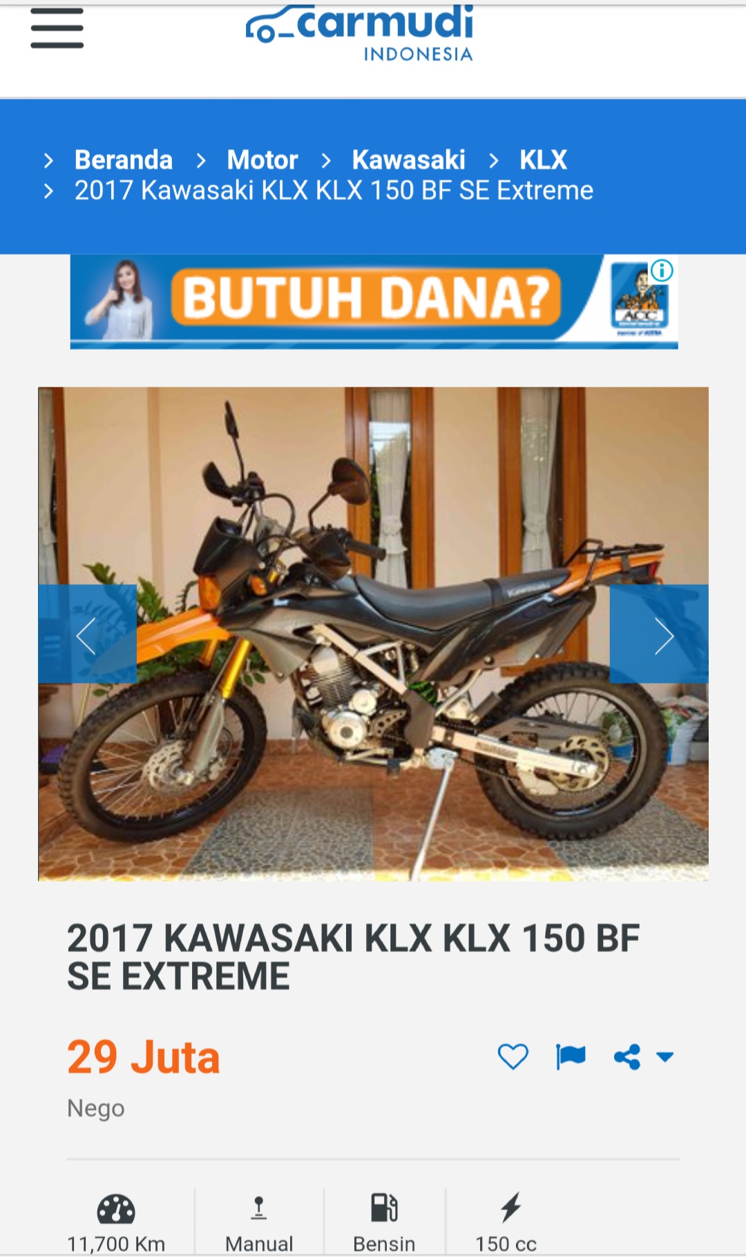 Berburu Motor  Adventure Pilih  Kawasaki KLX 150 Bekas  Atau  